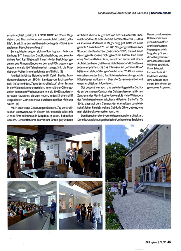 Artikel im Architektenblatt, Schlossberg 2a in Halle